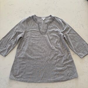 J. Jill PureJill Gray Cotton Lightweight 3/4 length sleeve top Sz. M